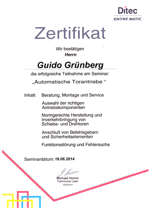 Zertifikat Lagutec GmbH