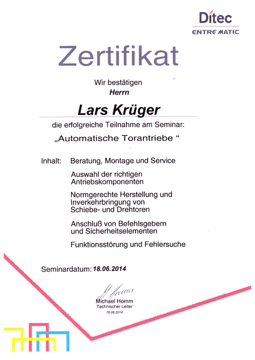 Zertifikat Lagutec GmbH